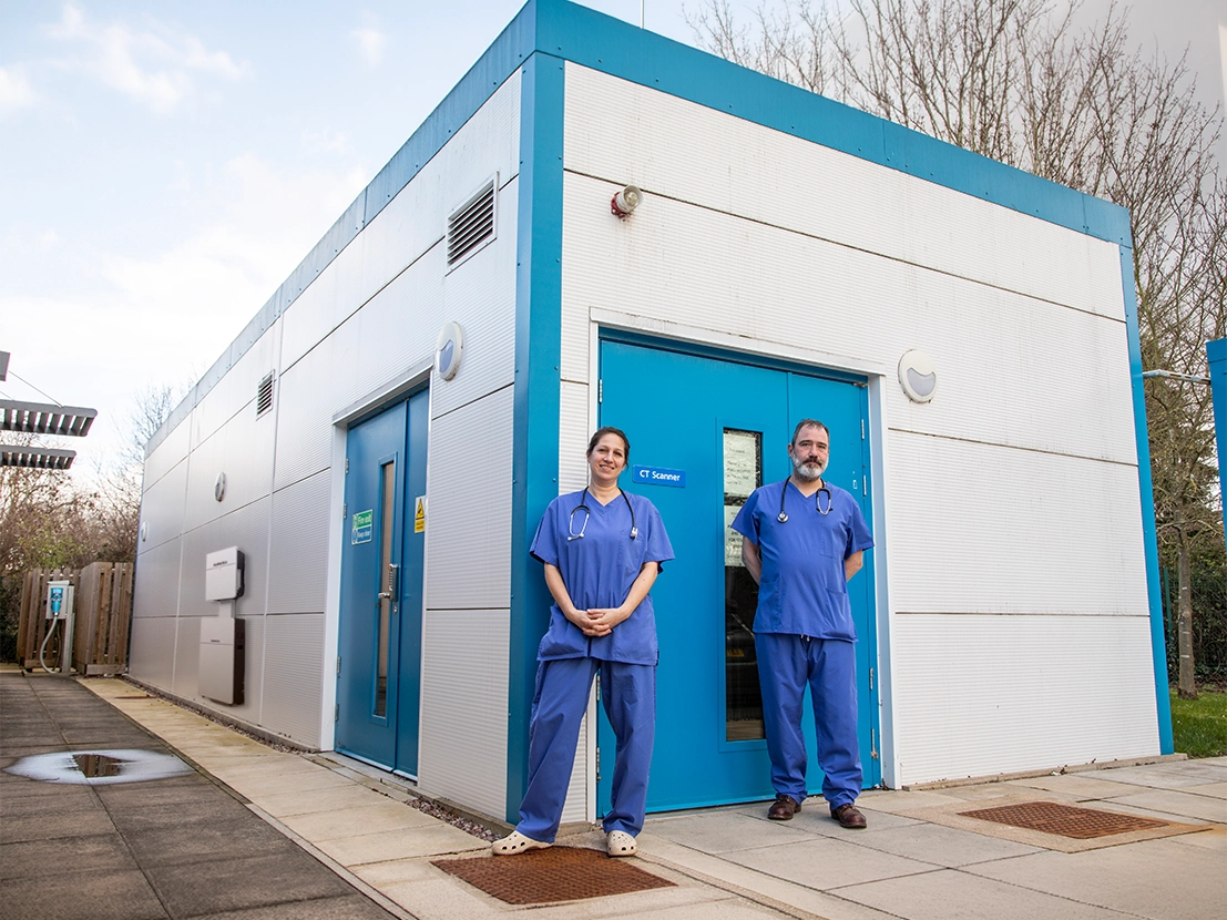 Staff outside a healthcare facility - commercial renewable energy solutions for business premises