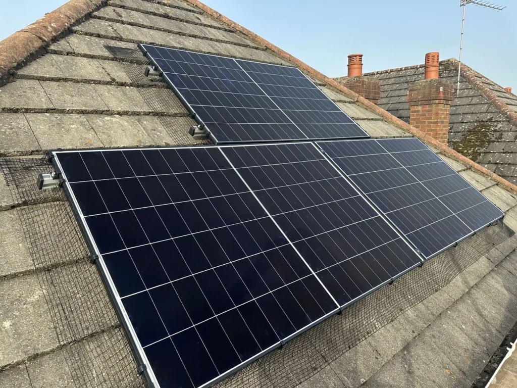 Residential solar panel installation on a tiled roof - bespoke renewable energy solutions